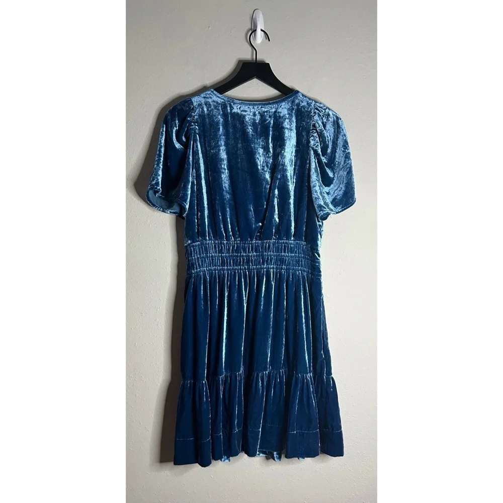 Anthropologie Somerset Blue Velvet Mini Dress Size M - Picture 5 of 16